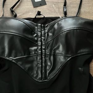 Faux Leather Body suit NWT